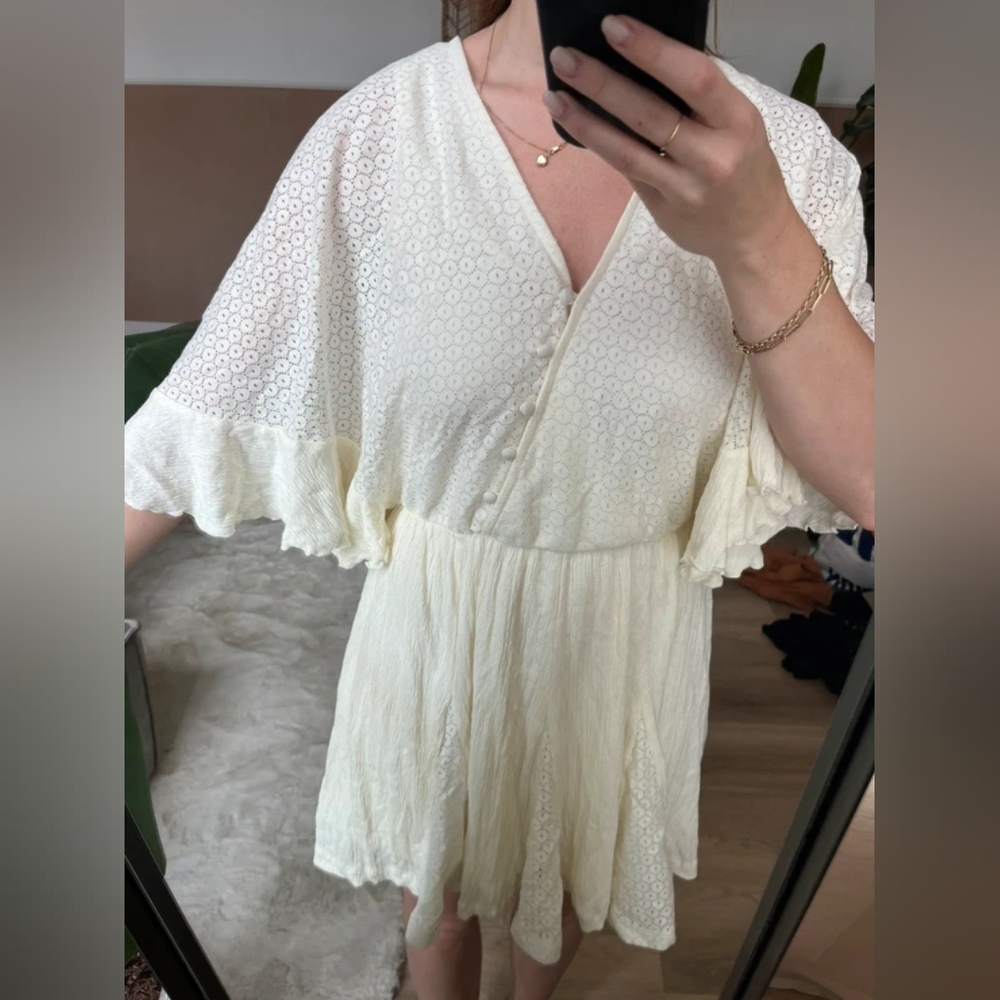White Eyelet Button-Down Dress